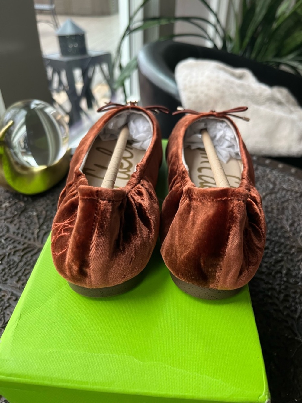 SAM EDELMAN FELICIA KIDS VELVET BALLET FLATS IN COPPER 2 - Picture 11 of 12